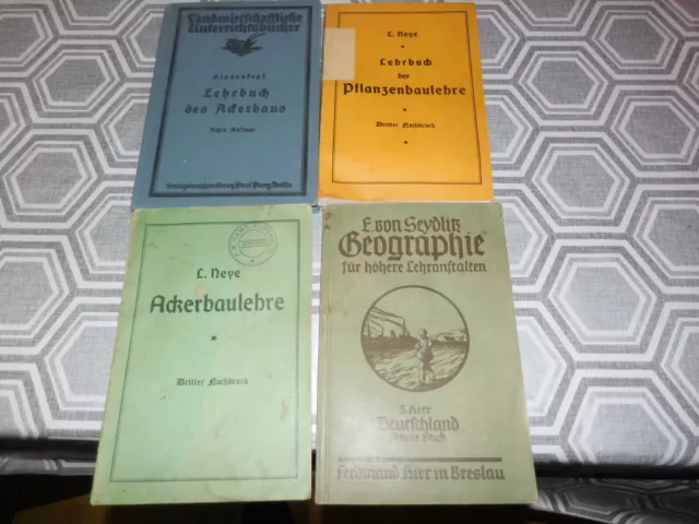 4 alte Bücher Lehrbuch der Pflanzenbaulehre, des Ackerbaus, Ackerbaulehre, Geo 