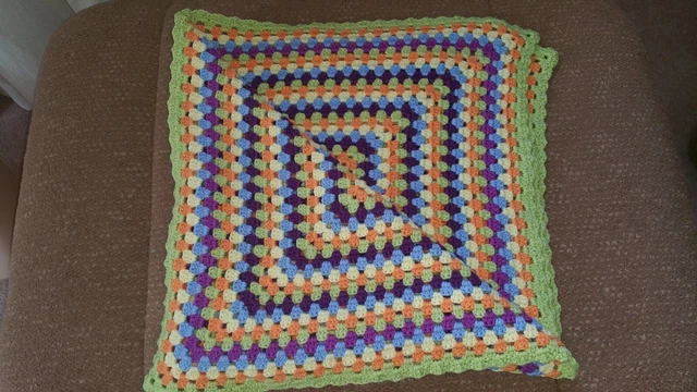 Baby Square Multi - Coloured Hand Crocheted Blanket
