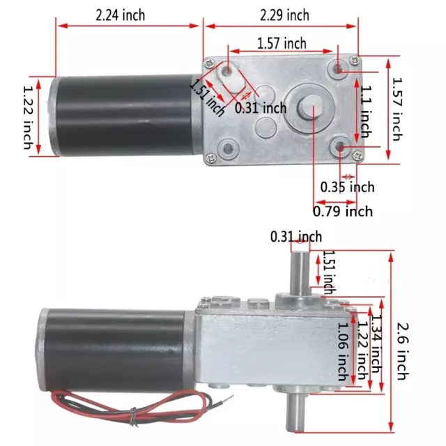 DC 12V/24V Dual Shaft Worm Gear Motor 4-470RPM High Torque Speed Reduction Motor 3