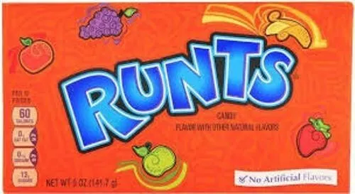 901822 2 X 141g THEATRE BOXES OF RUNTS TINY TANGY FRUIT FLAVOUR HARD CANDY