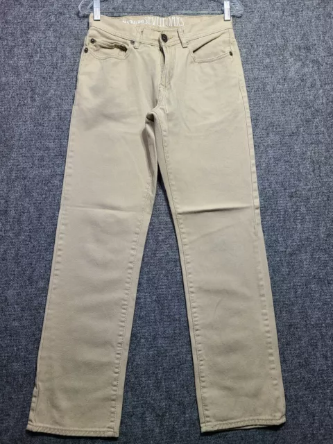 SEVEN OAKS Jeans Mens 30x32 Khaki Tan Denim SLIM STRAIGHT Leg Pants