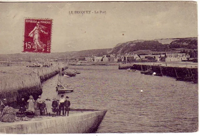 CPA 50 Env. Cherbourg Tourlaville Digosville LE BECQUET Le Port Barques Pecheurs