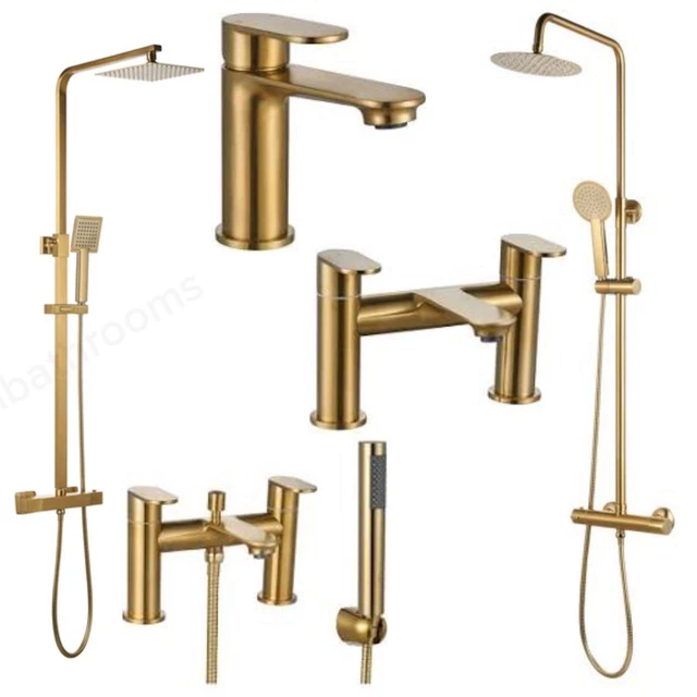 BRUSHED BRASS ALBURY taps Bathroom Range Mono Bath Showers UK Stock