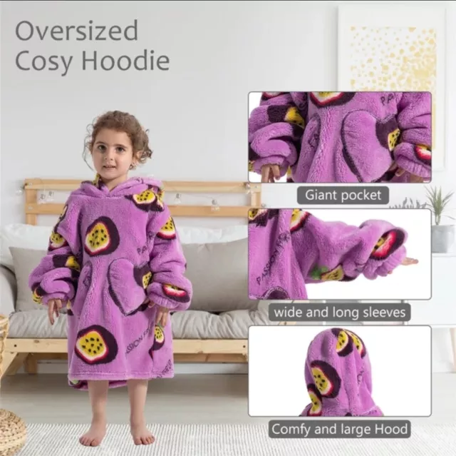 Oversized Hoodie Wearable Blanket Long Sweatshirt Soft Fleece Cosy Warm Clothing 3