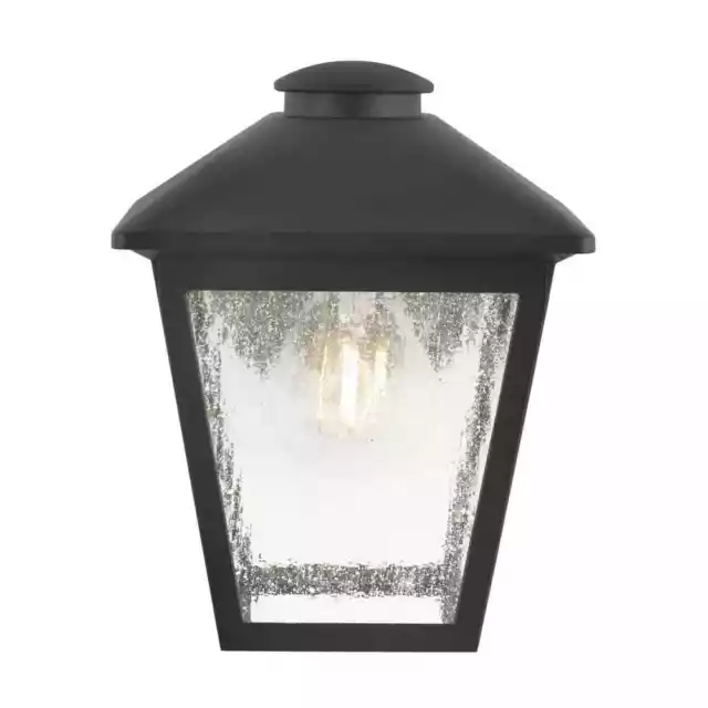 HAMPTON BAY MALENA 1 Light Black Hardwired Outdoor Wall Lantern