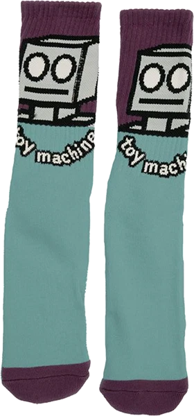 TOY MACHINE ROBOT CREW SOCKS EGGPLANT 1pr