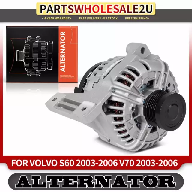 Alternator for Volvo S60 S80 V70 XC90 L5 2.4L 2.5L 160 Amp 12 Volt CCW 6-Groove