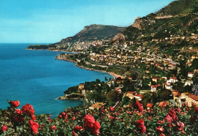 Postcard La Cote D'Azur Roquebrune Cap Martin Au Fond La Principaute De Monaco