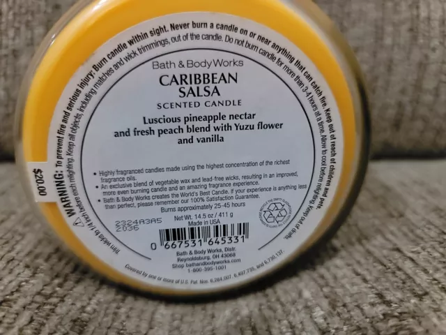 New Rare Bath & Body Works  3-Wick 14.5 Oz Caribbean Salsa 3