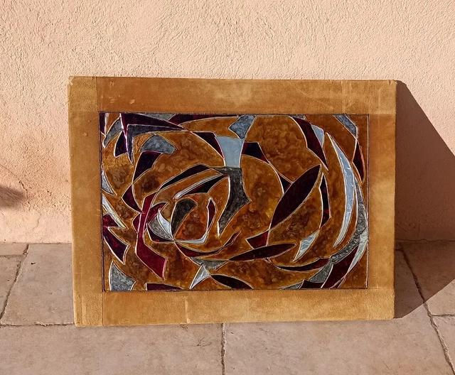Tableau Art abstrait Années 80  Marine " La Ronde des poissons "
