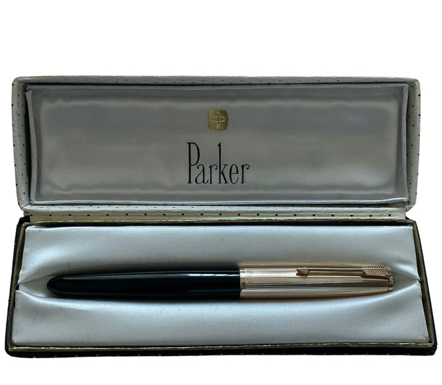 VINTAGE PARKER 51 Aerometric Fountain Pen Black Gold Cap & Nib ...