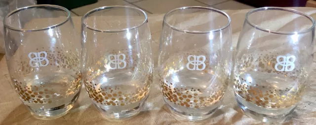 Baileys Irish Cream Gold Dot Confetti Etched Rocks Low Ball Glasses (4) Barware