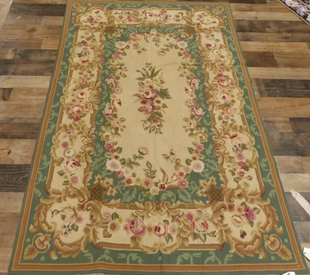 4'x6' French Aubusson Design Victorian hand knotted wool Needlepoint area rug