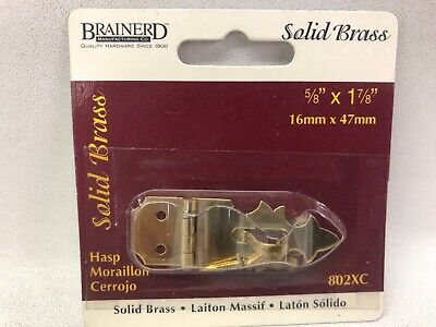 NOS Three (3) Solid Brass Box Hasp w/ brass pins Brainerd 802XC 2