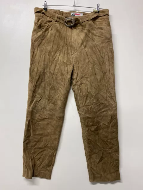 Alphorn Herren Trachten Echte Leder Hose Gr. 27 W36 L30 braun Straight Fit 19770