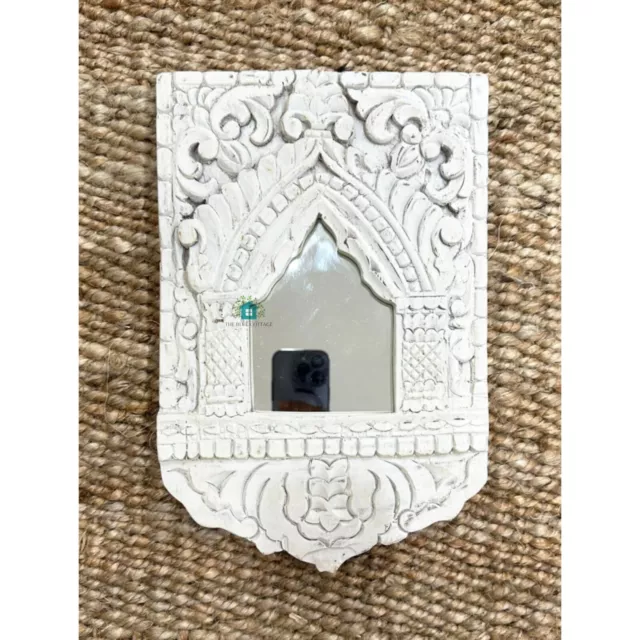 Indian Wooden Wall Hanging Carved Mirror Frame Wall Decor Vintage Home Decor.