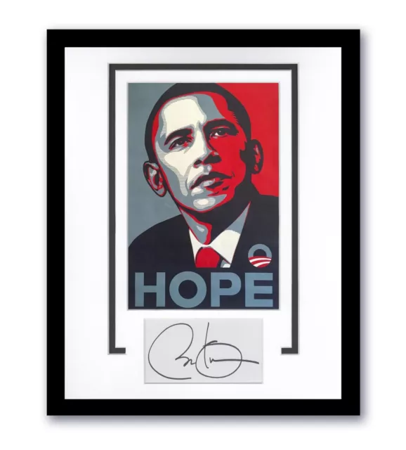 Barack Obama Autographed Signed 11x14 Framed Hope Photo USA President ACOA