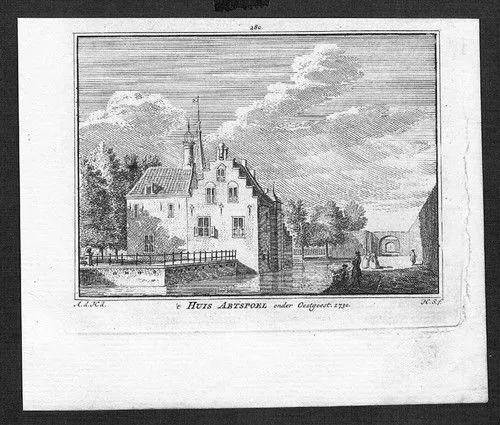 1750 - Kasteel Abtspoel Oegstgeest Holland Copperplate Engraving