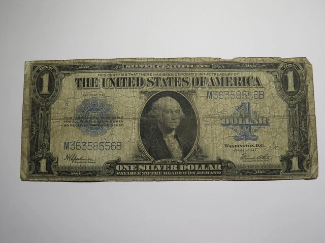 $1 1923 Silver Certificate Large Bank Note Bill Blue Seal One Dollar USA Good