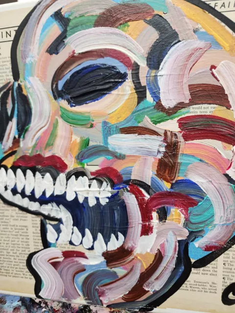 Corbellic Expressionism 12X12 Laughing Skull Abstract Man Museum Canvas Decor Nr 3