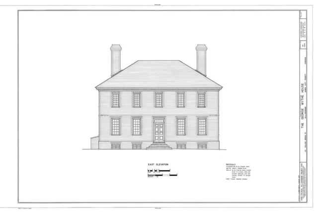 Traditional Brick House, Colonial Williamsburg architectural PRINTED PLANS