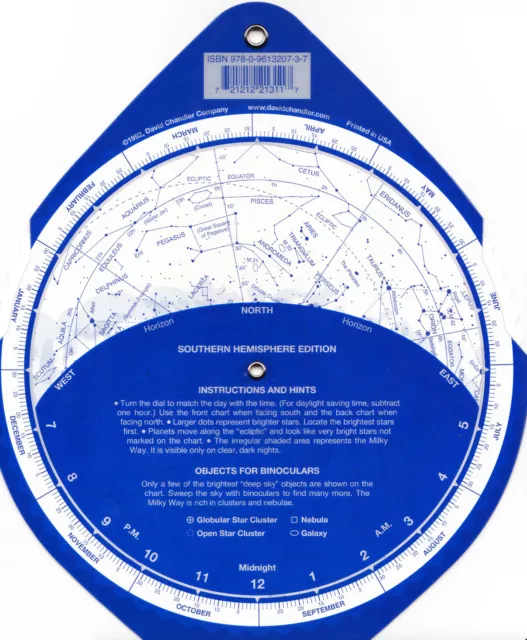 The Night Sky Planisphere for the Southern Hemisphere by David Chandler Sky Map 3