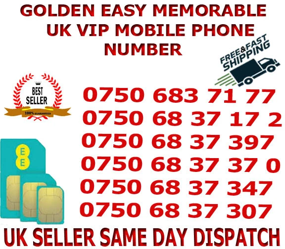 Golden Easy Memorable Uk Vip Mobile Phone Number / Platinum Sim  Ee Network B 25