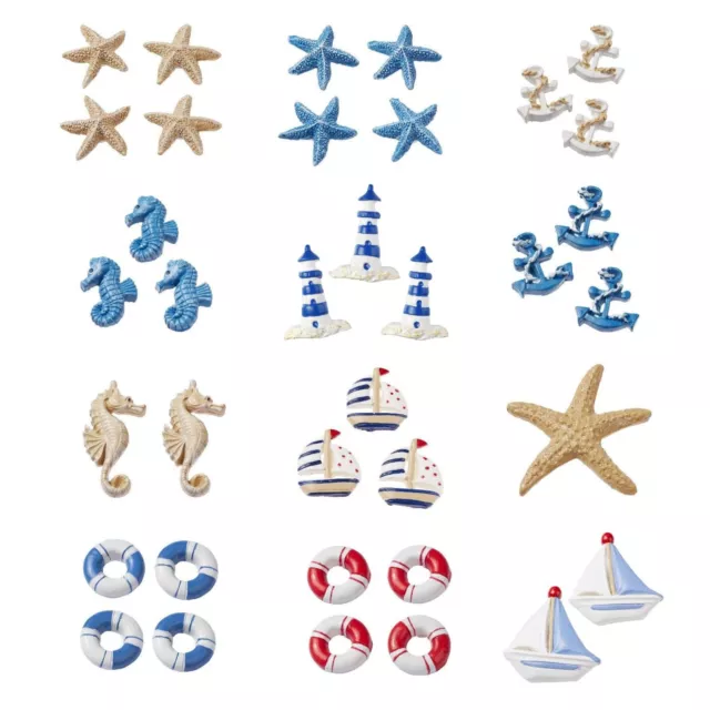 Streuteile maritim 2D, 2-8 cm, Urlaub Seestern Anker Strand, Dekofigur Hobbyfun