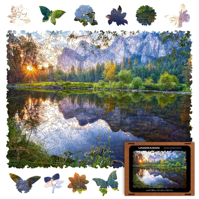 UNIDRAGON Wooden Puzzle Nature Series "Forest Lake" M size 250 pieces