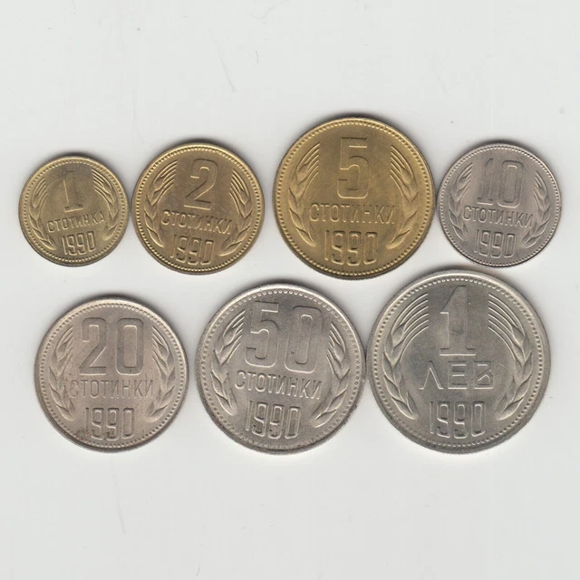 Bulgarie 1, 2, 5, 10, 20, 50 Stotinki 1 Lev 1990 Pièces Europe Monnaie #5403