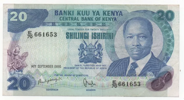 Kenya 20 Shillings 1986 Pick 21 E Look Scans
