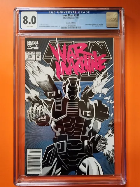 Iron Man #282 RARE Newsstand CGC 8.0, 1st full app WAR MACHINE Marvel 1992.