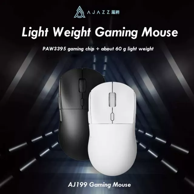 Ajazz AJ199 inalámbrico 2,4 GHz + mouse para juegos con cable PAW3395 para computadora portátil para juegos PC