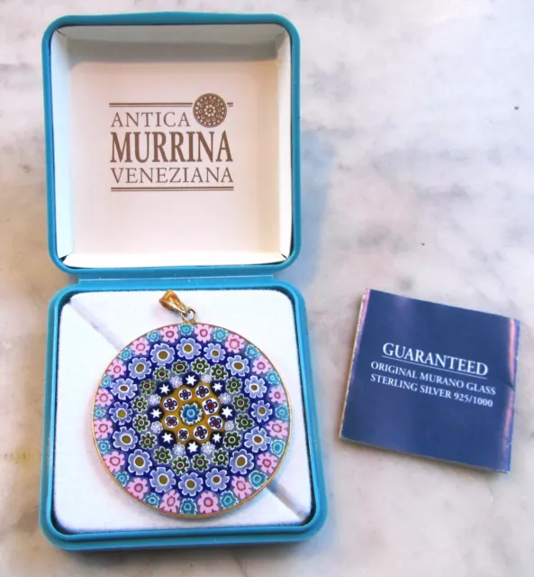 Antica Murrina Veneziana Sterling Silver Murano Glass Pendant - Box & Brochure