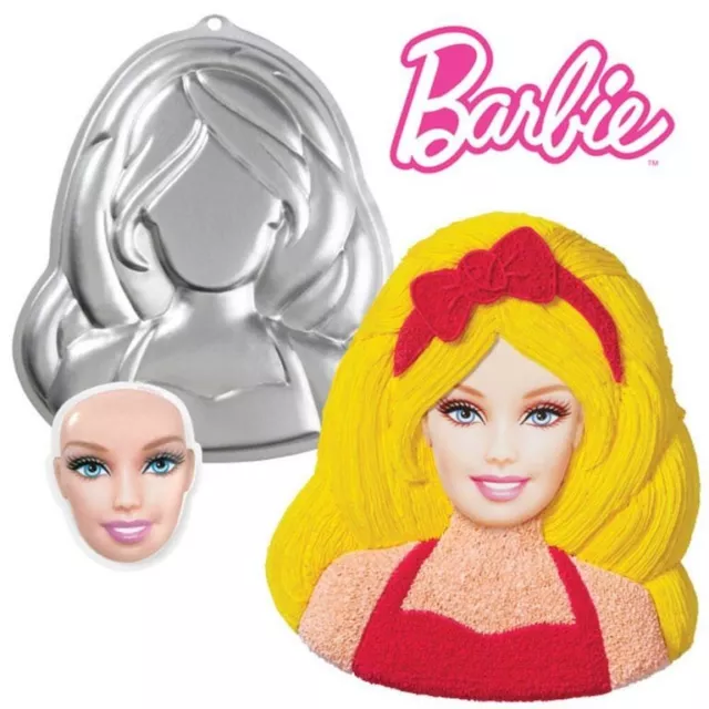Retired Barbie Cake Pan w/face plate 12" Wilton #6065, 2012 free cookie cutter Retired Barbie Cake Pan w/face plate 12" Wilton #6065, 2012 free cookie cutter