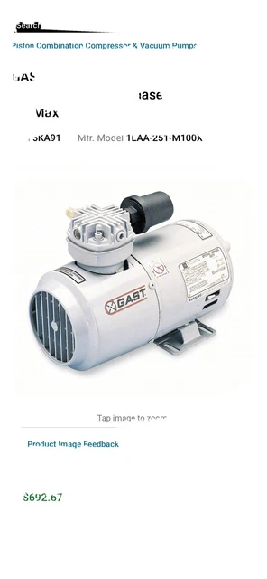GAST 1HAB-44-M100X Piston Air Compressor 0.166 HP 115V AC GAST 1HAB-44-M100X Piston Air Compressor 0.166 HP 115V AC