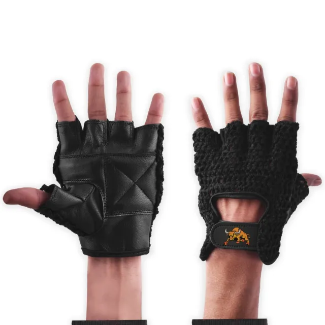 Leather Weight Lifting Gloves Gym Training Fitness Exercise Bodybuilding Workout