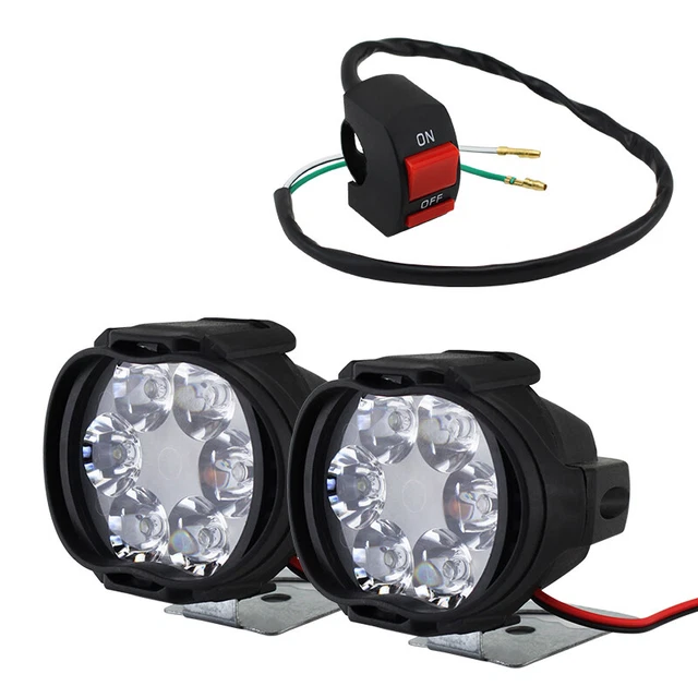 2PCS 9V-85V Motorcycles ATV LED Spot Light Headlight Driving Lamp On/Off Switch