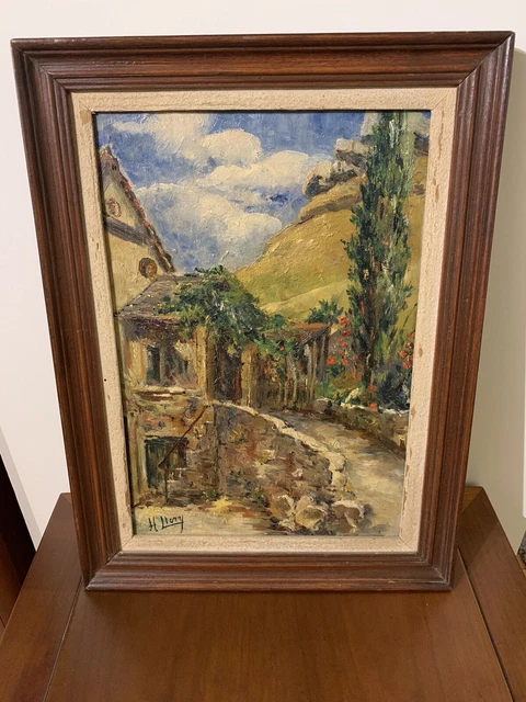 ANCIENNE PEINTURE HUILE signée paysage de montagne , lac EUR 79,00