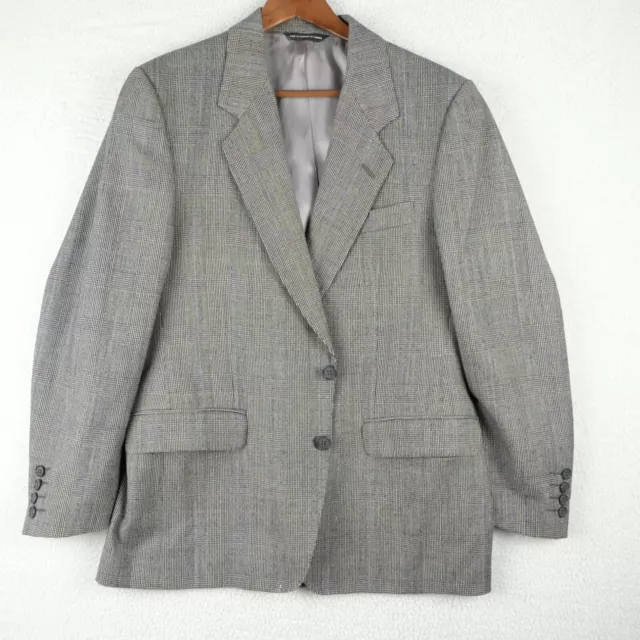 Vintage Blazer Jacket Mens 40S Short Gray Glen Check Plaid Wool Two Button Vent