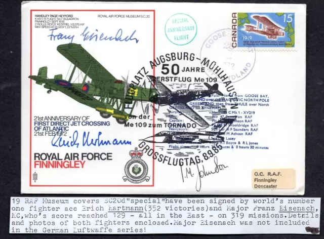 Ld Ed Rossbach Signed Ww2 Luftwaffe Fighter Ace Erich Hartmann & Franz Eisenach