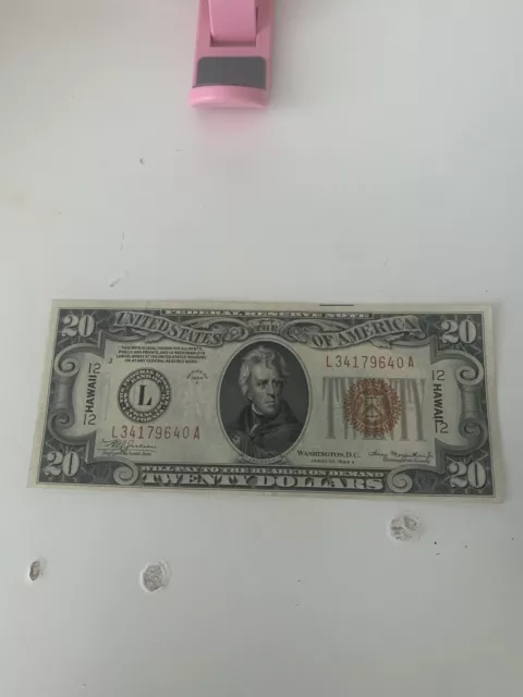 1934A  AC $20 Hawaii Dollar PMG 25 Very Fine FR #2305*. Extremely Rare