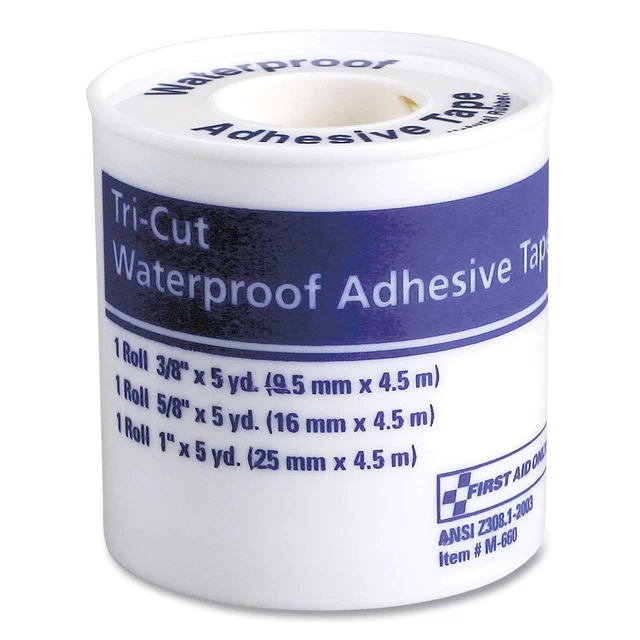 First Aid Only Tri-Cut Waterproof-Adhesive Medical Tape White 730013