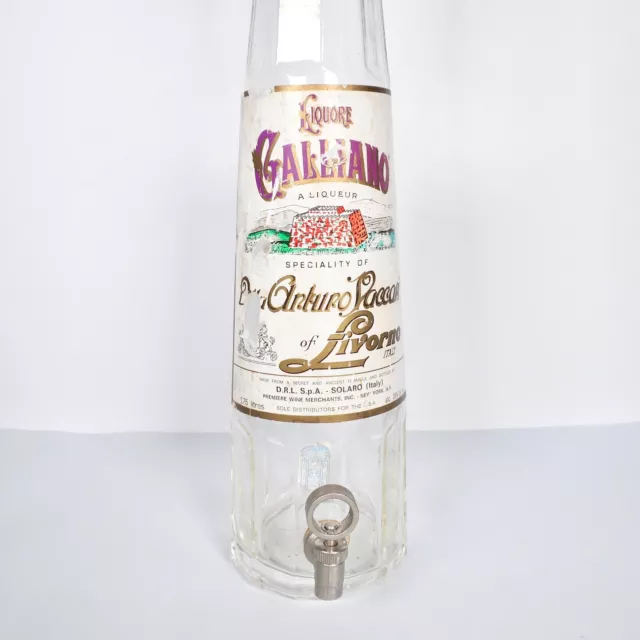 Vintage Liquore Galliano 20.5" Glass Liquor Bottle Spigot Spout Italy