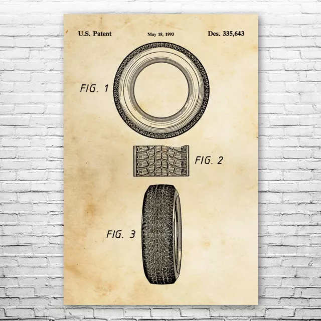 Car Tire Patent Poster Print 12 SIZES Repair Shop Decor Tire Shop Art