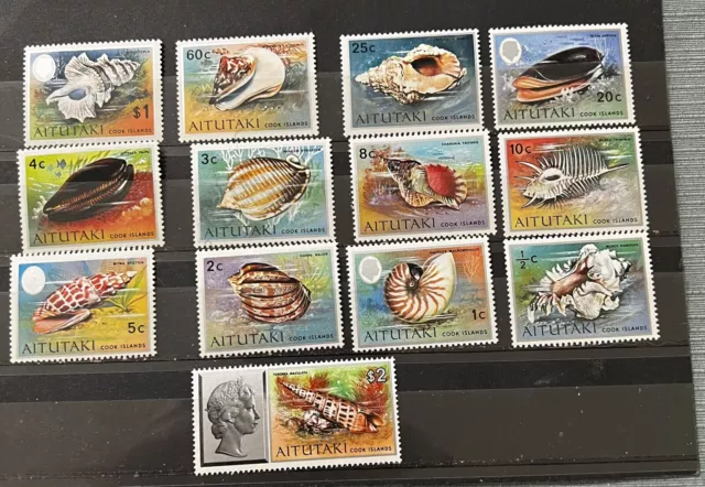 Aitutaki #82-94 (A25) VF MNH - 1974 1/2c to $2 Sea Shells - Short Set Missing $5