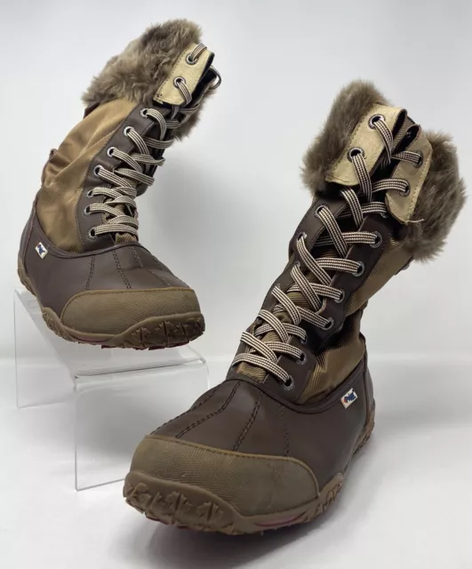 Pajar Garland Furry Snow Brown Waterproof Boots Mid Calf Lace Up Size US 9/9.5