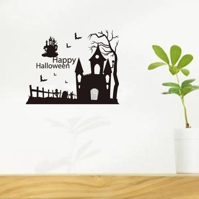 Tatuaje de pared casa pegatina de ventana espeluznante fondo extraíble
