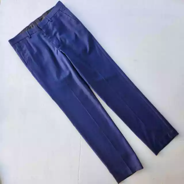 Berle Men's Blue Solid Flat Front Trousers Size 33