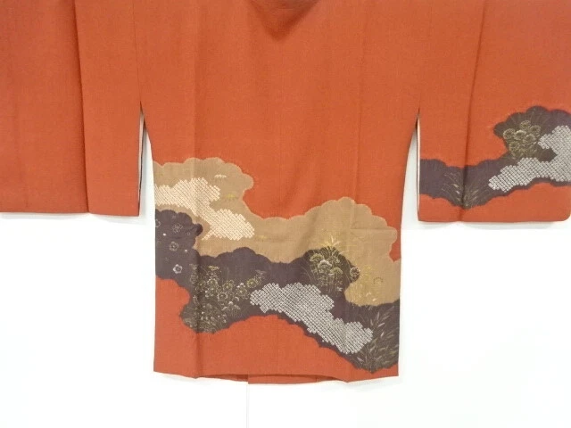 6555079: Japanese Kimono / Vintage Michiyuki Coat / Shibori / Ume & Bamboo Grass